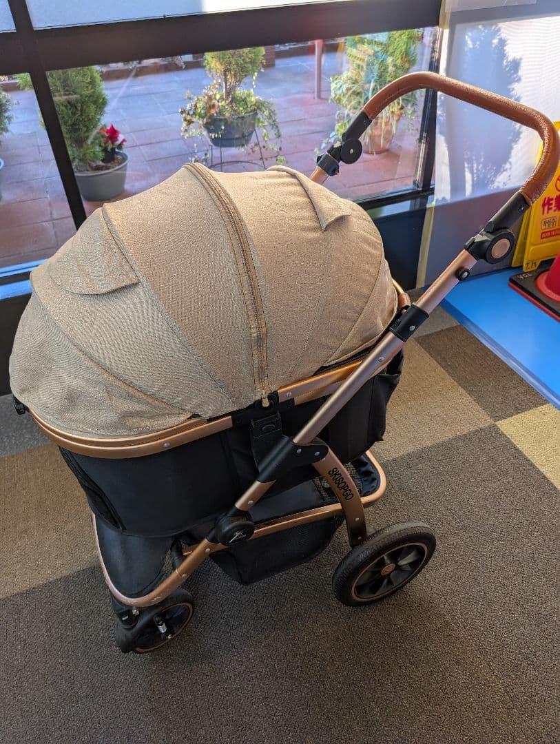 ペットカート ベージュ メッシュ窓付きSKISOPGO 型番aEEJ7t3gC