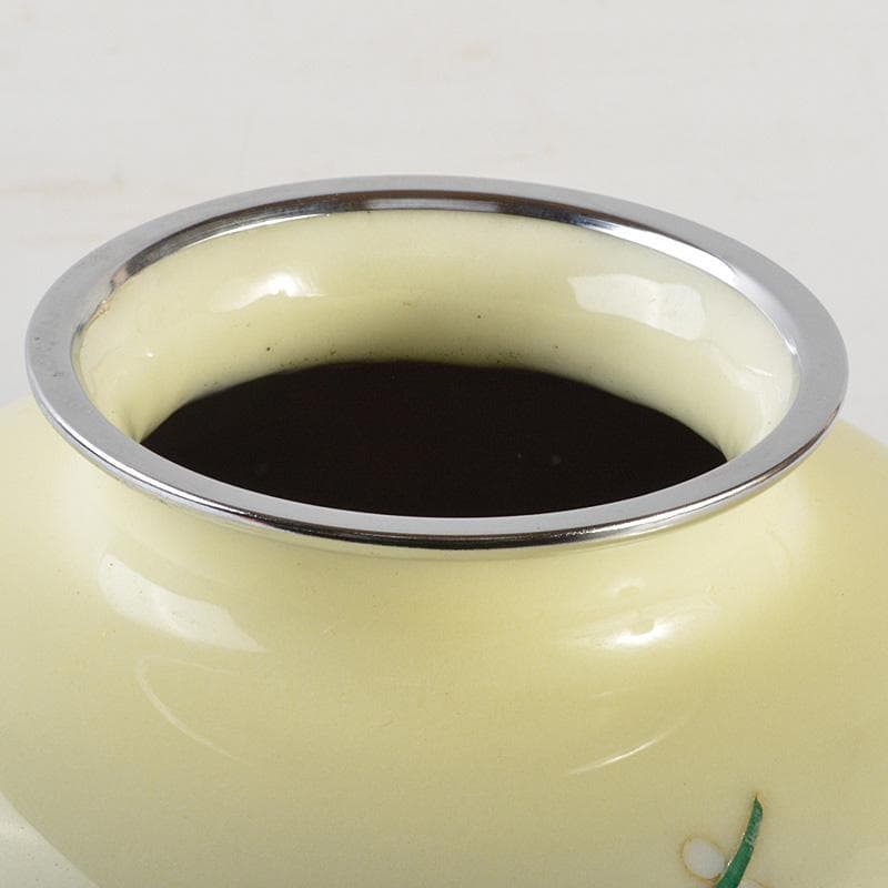 七宝焼　花文　花瓶　唐木台　桐箱付　M　R5684