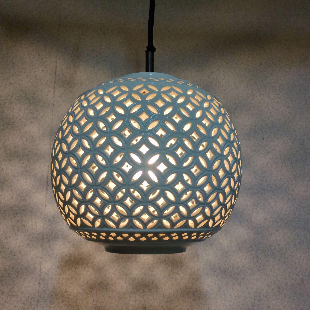 オオヤマ照明　ペンダントライト　陶器シェード　レトロ