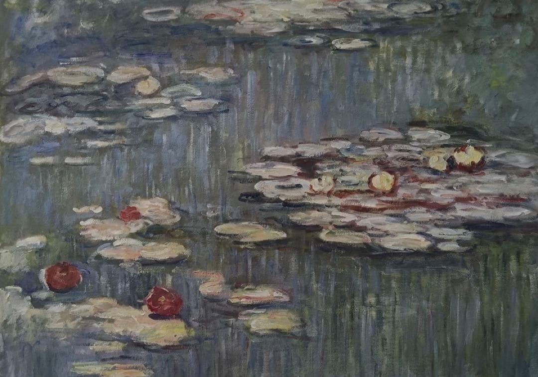 肉筆☆油絵☆F20モネ「睡蓮」/模写