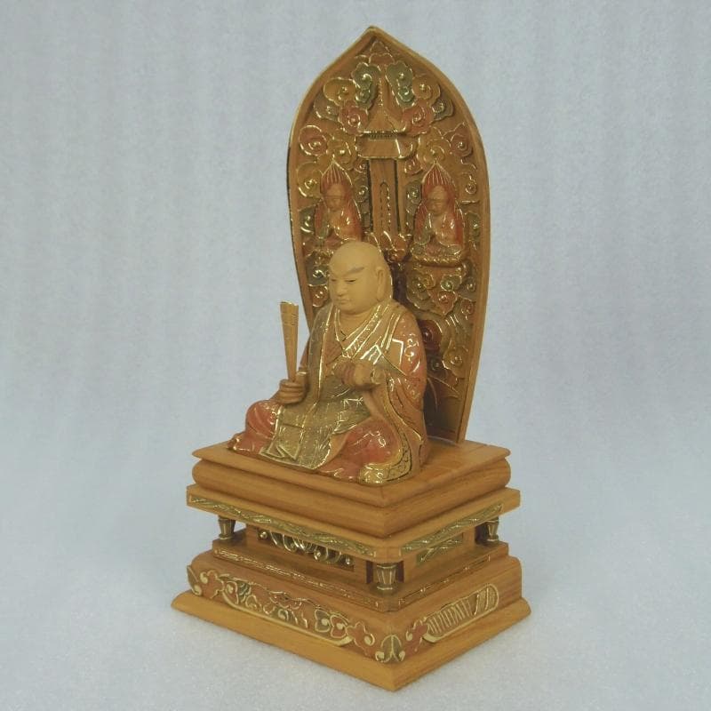 Ｂフライデー仏像★香木材 三宝尊付 日蓮上人(日蓮聖人)像2.5寸★眼入り