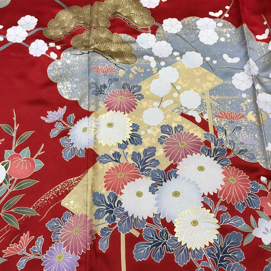 梅乃【135】正絹　振袖　フルセット　赤　大人　成人式　セット