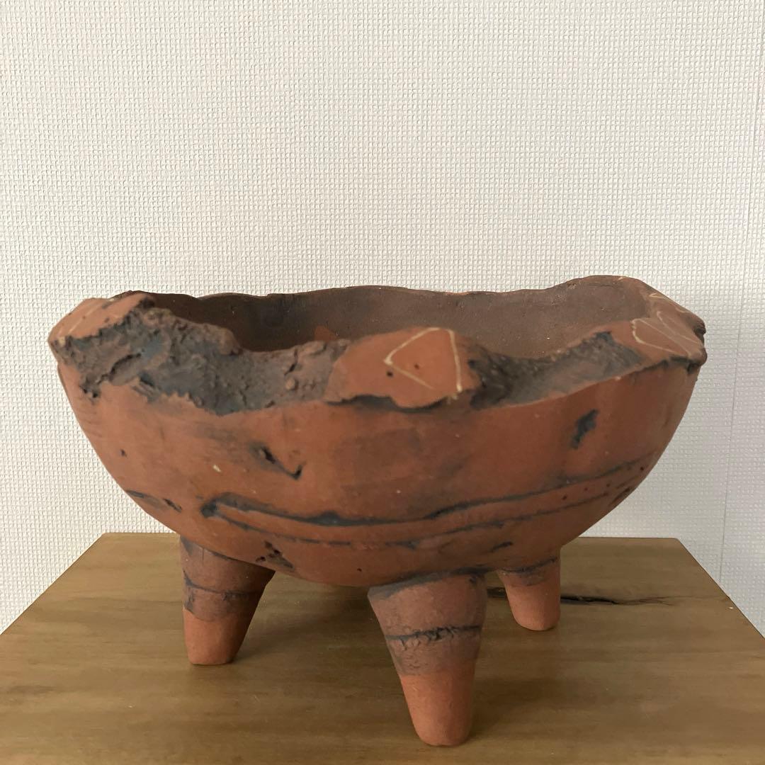 新品未使用 笠間焼 芳賀美智子氏 脚付変容鉢