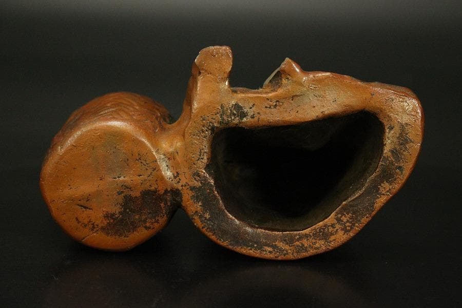 古備前 人物 筆洗 高10.5cm 文房具(A298)