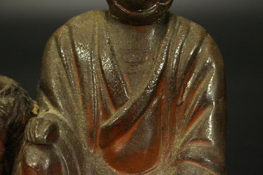 古備前 人物 筆洗 高10.5cm 文房具(A298)