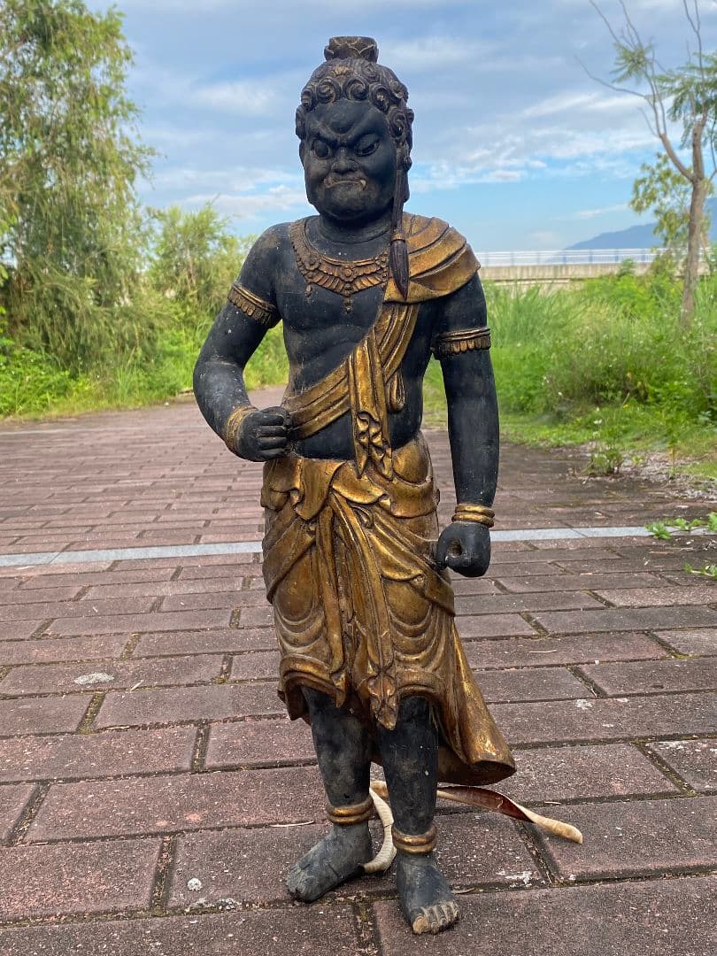 【修縁堂】【大型】極上彫 高61cm 不動明王 精密彫刻　仏教工芸品　木彫仏像