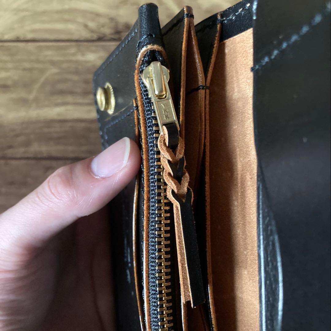 【お札を折らずに収納】姫路レザー トラッカーウォレット150（ミドル）3層