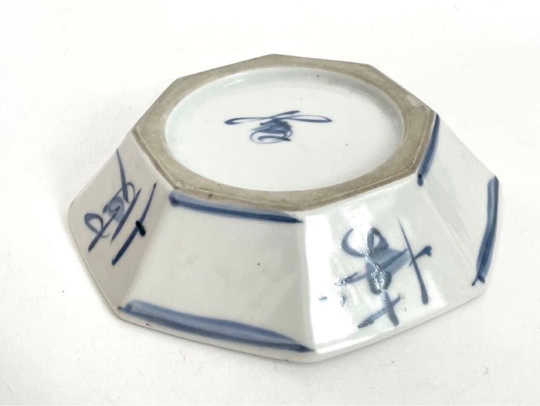 陶芸家　人間国宝　富本憲吉　染付　漢詩　文字文　八角皿　皿