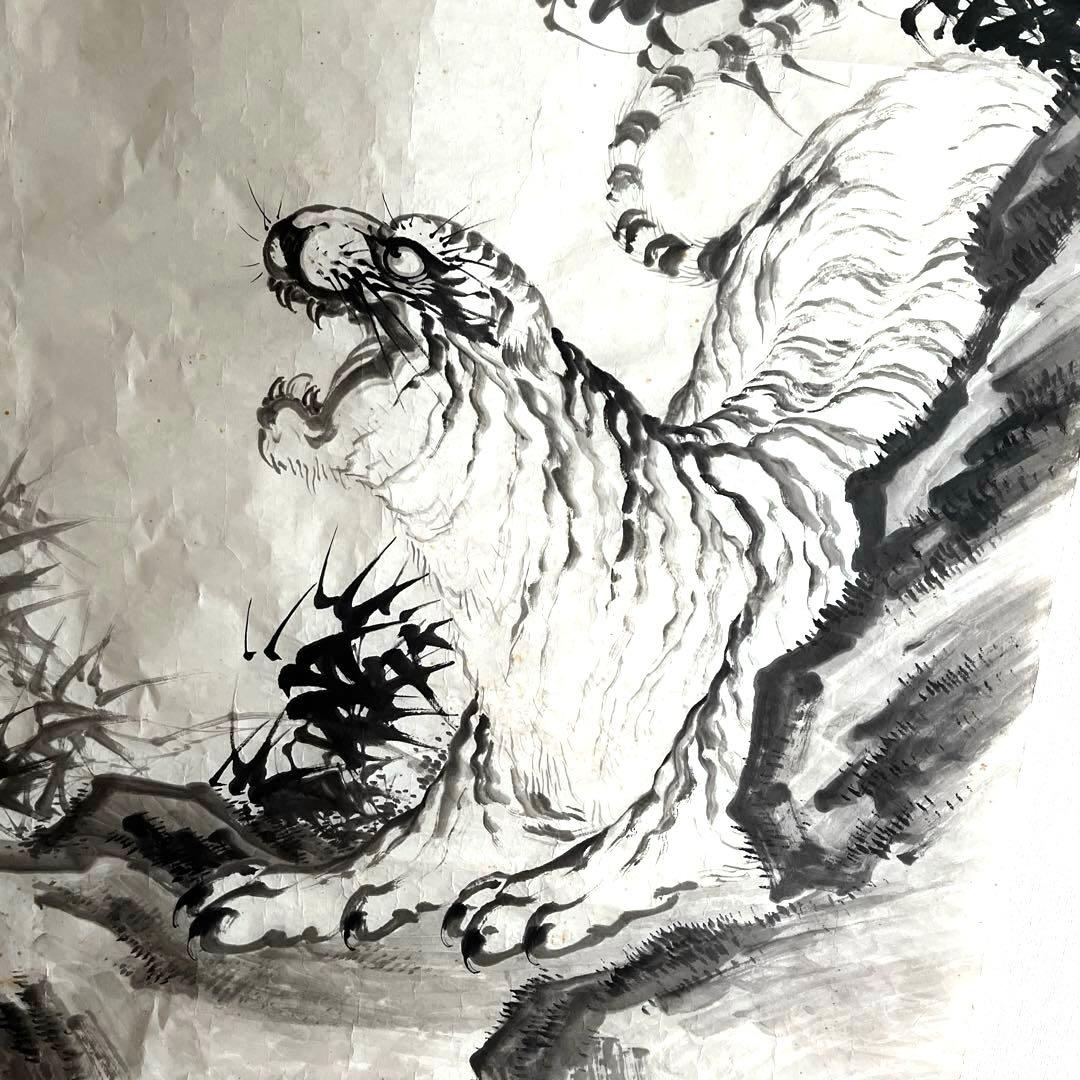 水墨画　襖絵用　虎　手描き　肉筆画