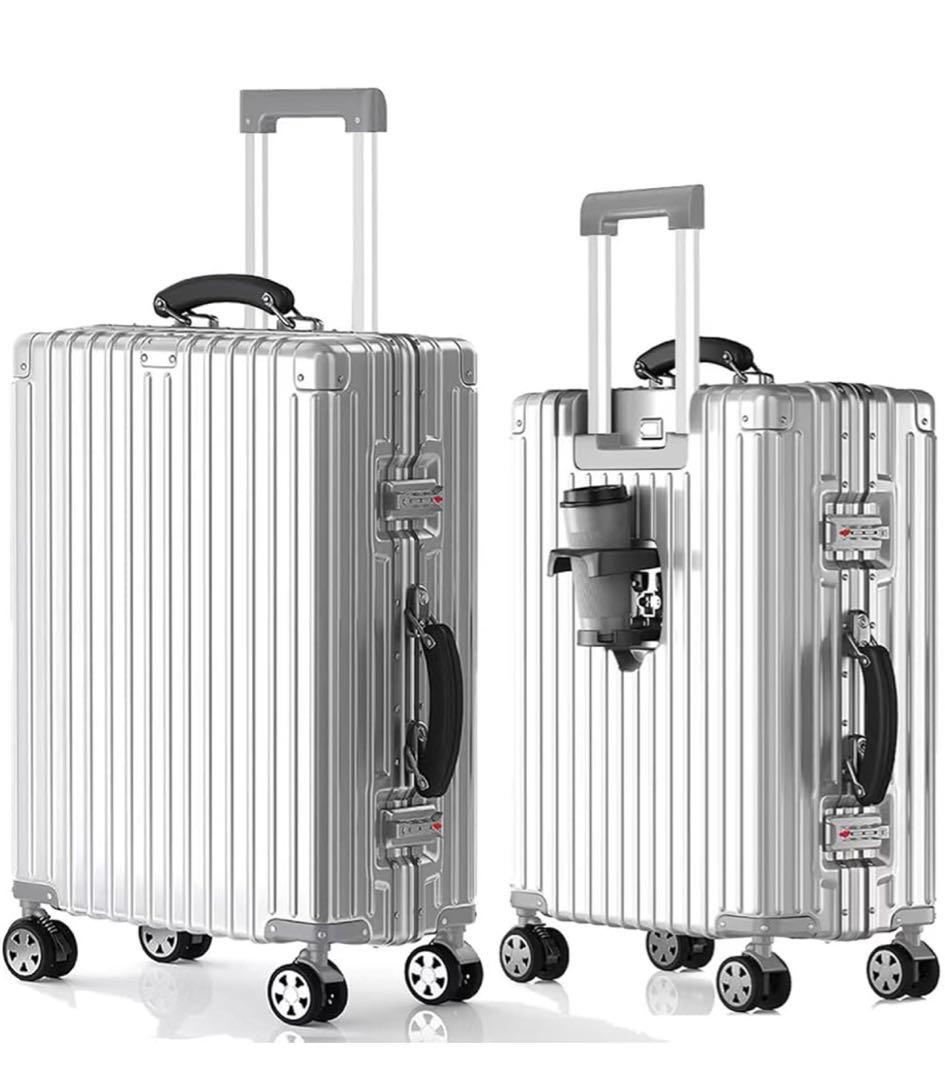 スーツケース アルミ製 シルバー　Mサイズ /65L (4~7泊)