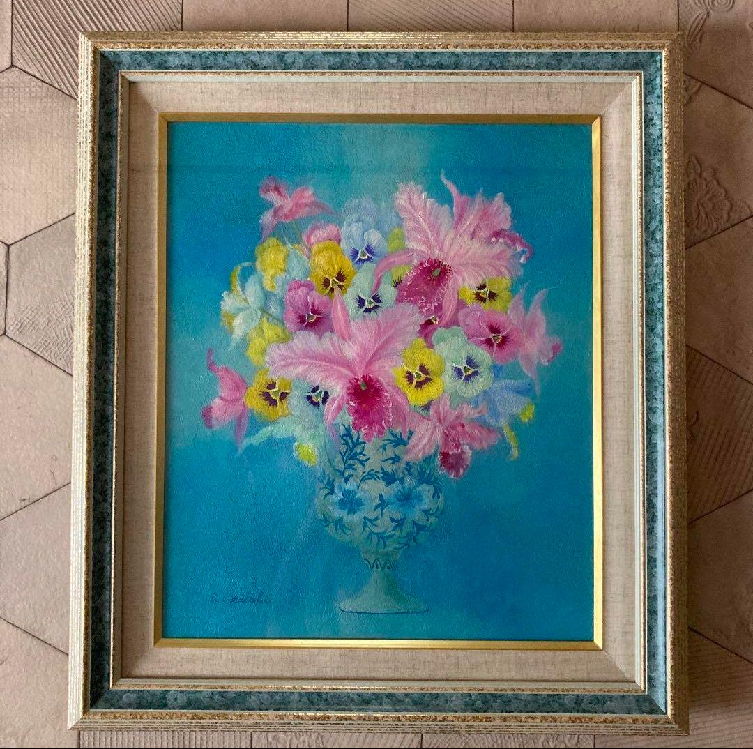 油絵　絵画 佐々木澄江　花の絵　額入り　日本画家