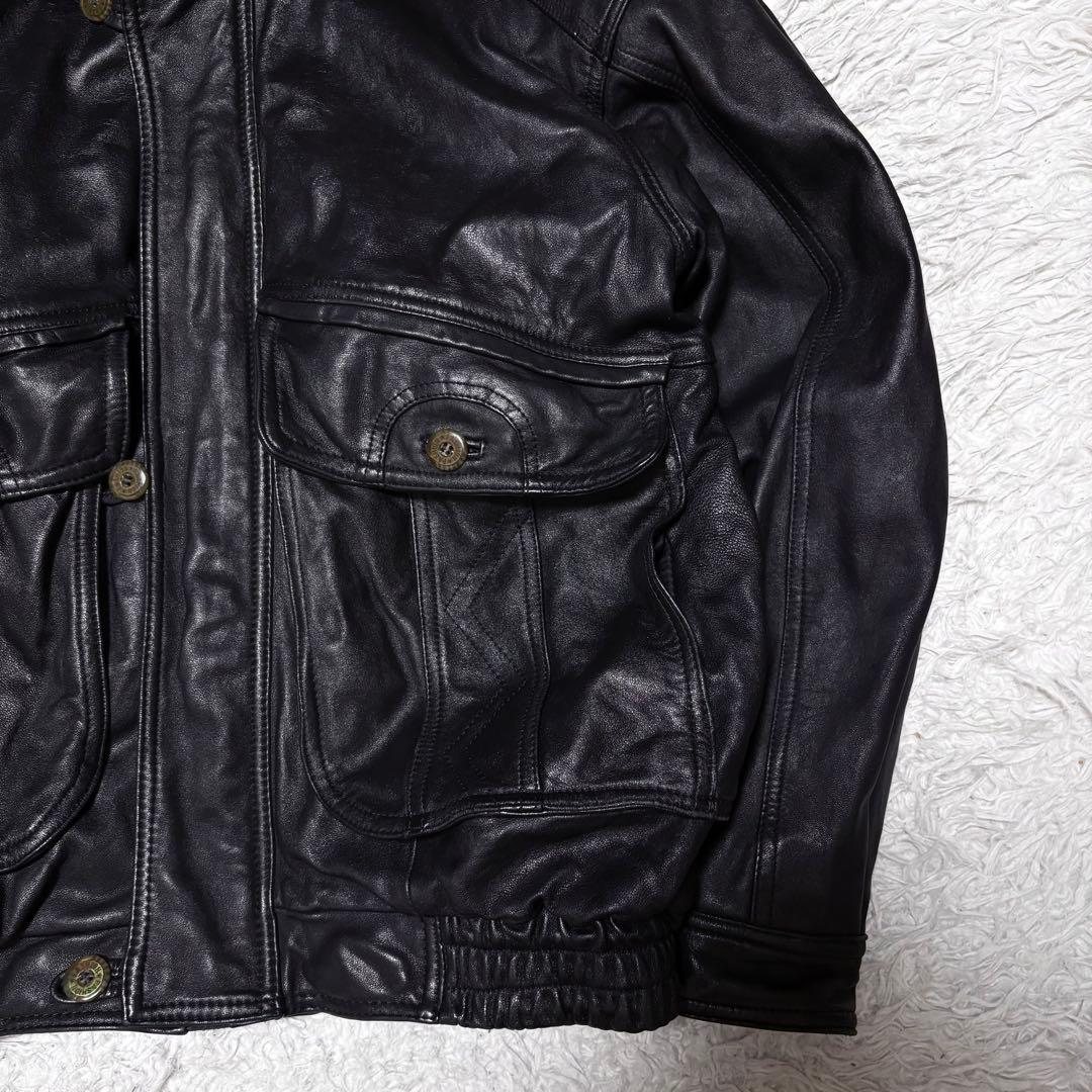 00s ブラック A-2 短丈レザージャケット y2k M〜Lサイズ相当