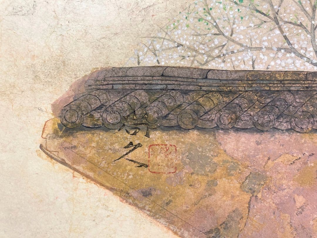 瀧下尚久「明日香（共シール）」額装●日本画作品 落款 押印 ●