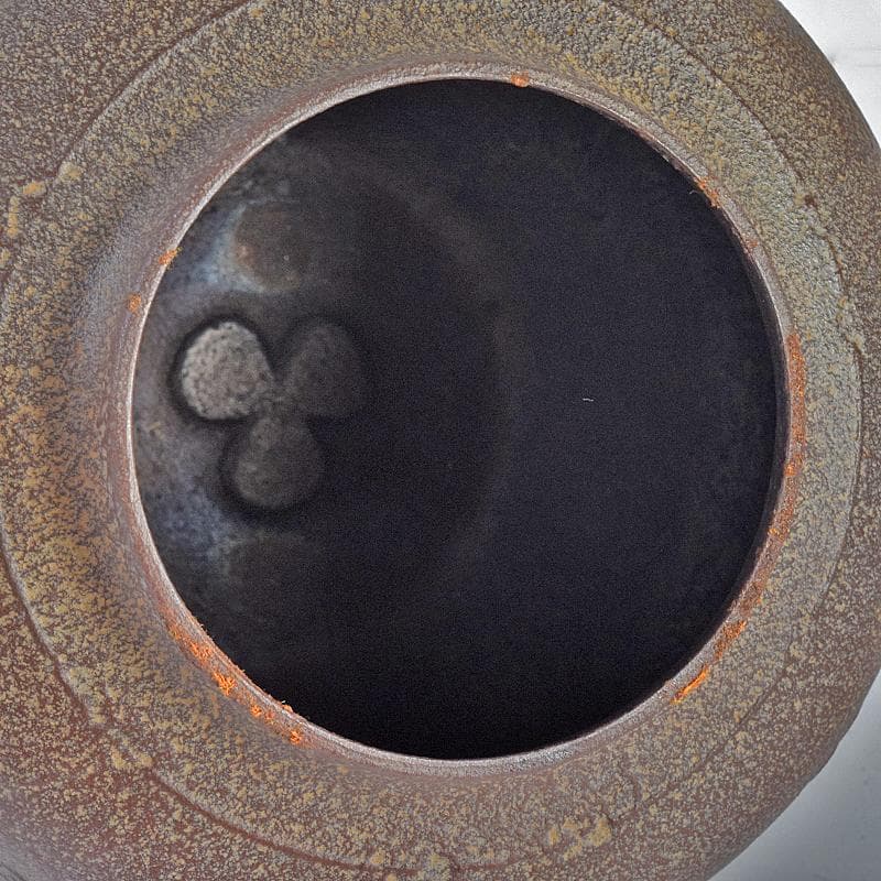 茶道具　人間国宝　釜師　高橋敬典作　浜松地文　真形釜　共箱　V　R8547B