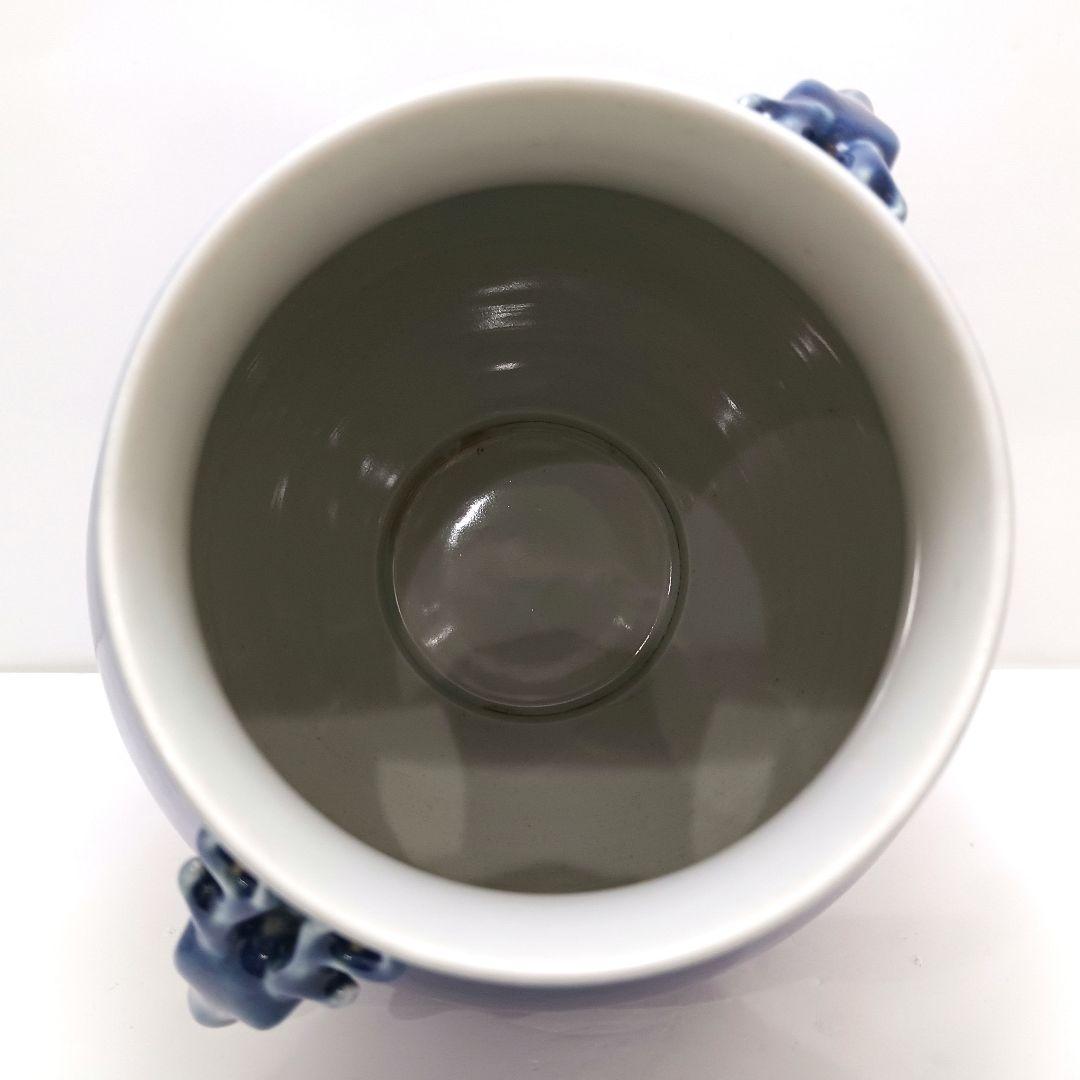 Y1921 中国唐物 青釉鈞窯鹿耳花瓶 壷 大清慶照年製 高さ24㎝　ten