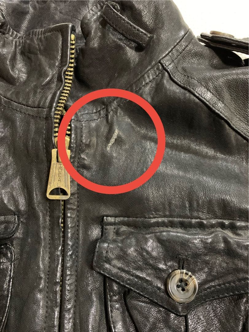 【BUFFALO BOBS】レザー シングルライダース ジャケット 黒　シワ加工