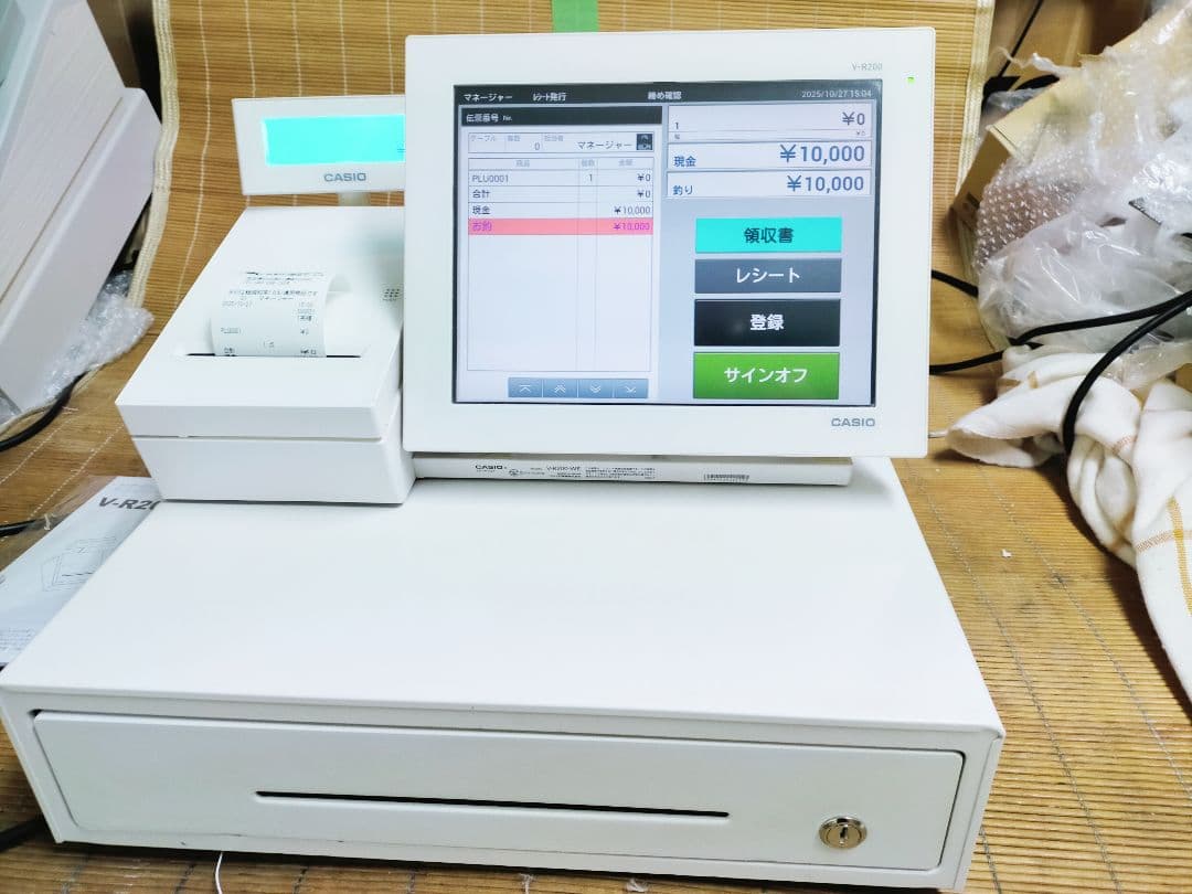 カシオレジスター　V-R200　タッチ操作　設定無料Android　904444