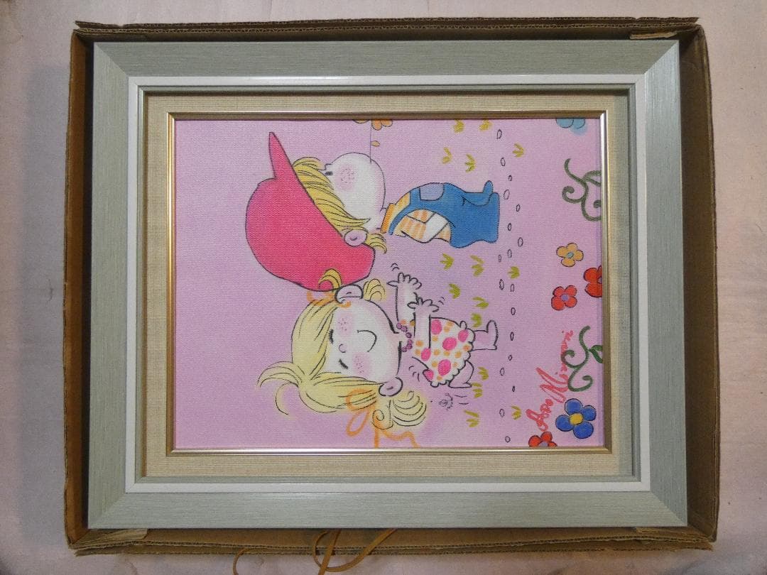 絵画 人物 　水森亞土「人物」 サインF6サイズ額装済み 肉筆手描き