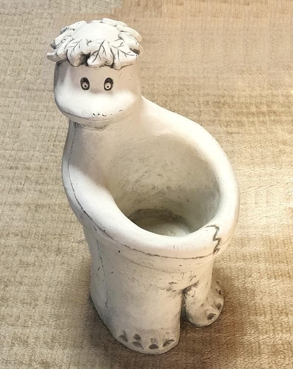 【 木の葉髪河童 石膏鉢 】　大正時代　カッパ/このはがみかっぱ