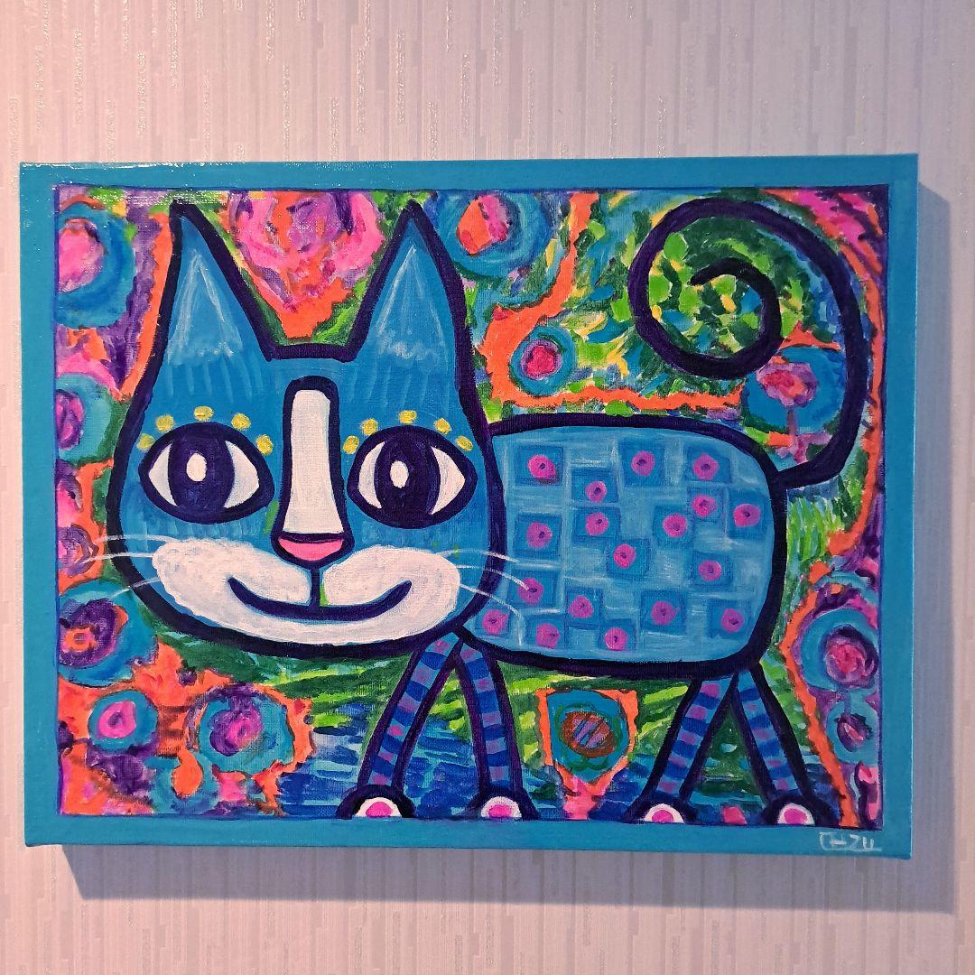 キャンバス油絵　 シー いつもごきげんな猫