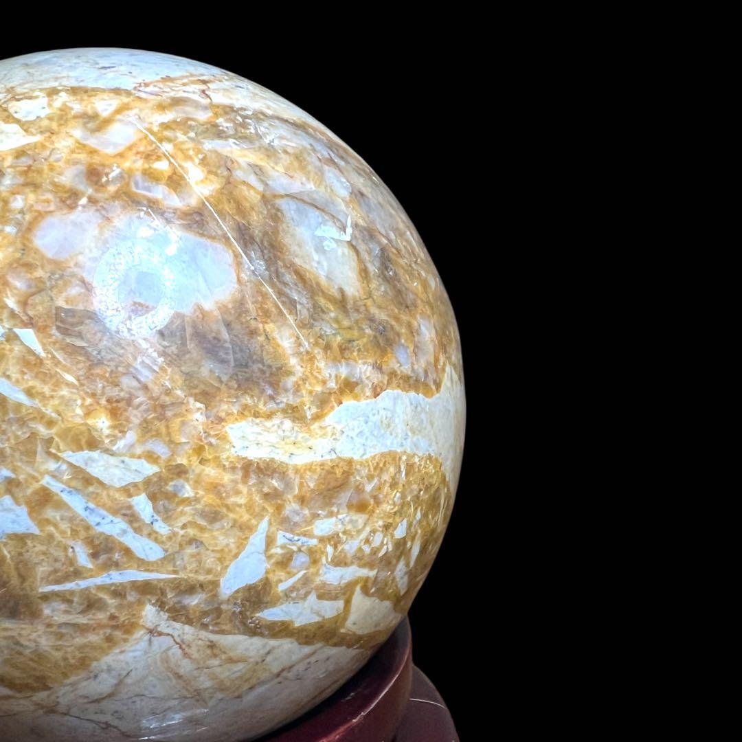 《希有&美石》 天然石 ジャスパー丸玉 木製台座付 パワーストーン