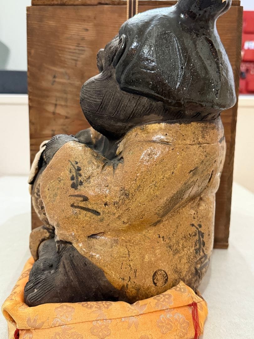 信楽焼 狸庵作 女将狸 置物 陶器 伝統工芸 木箱箱love&peace