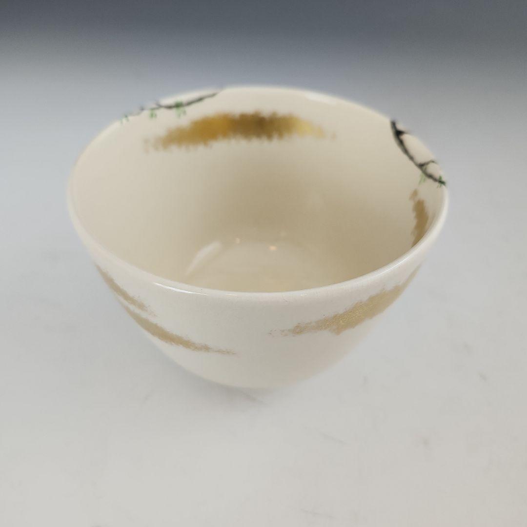 茶碗　抹茶茶碗　阿山作　つばめ　柳　仁清写　柳に燕　京焼　華やか