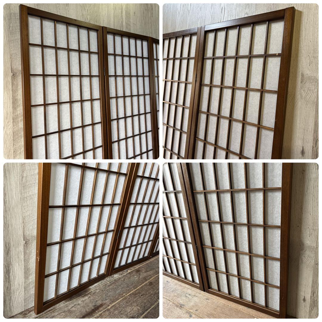 障子スクリーン 木製フレーム パーテーション 衝立 和風 2連+4連 目隠し