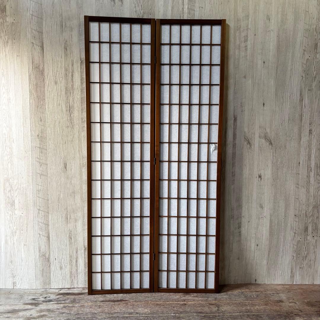 障子スクリーン 木製フレーム パーテーション 衝立 和風 2連+4連 目隠し