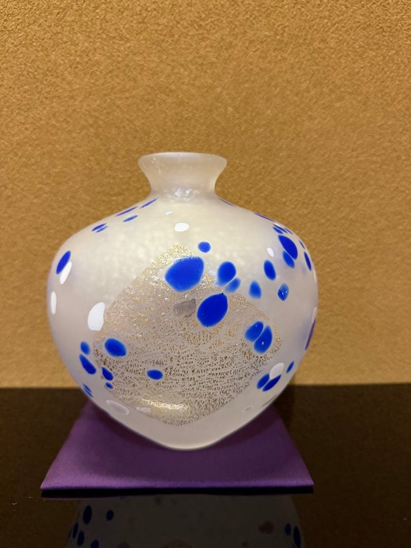 文化勲章　藤田喬平　手吹金彩花瓶　共箱