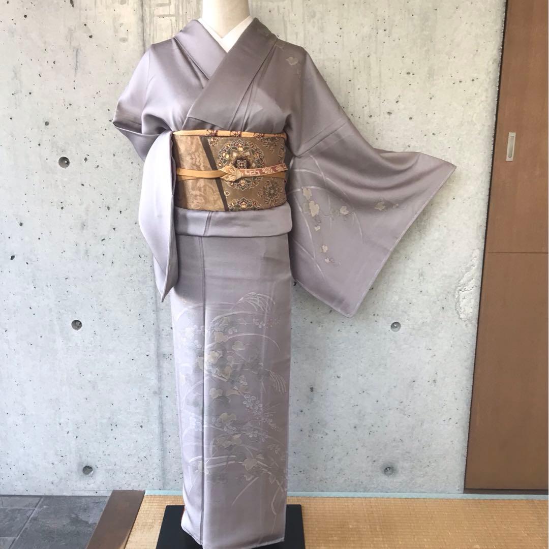 正絹　訪問着　蔓葉薄柄　袷　裄68