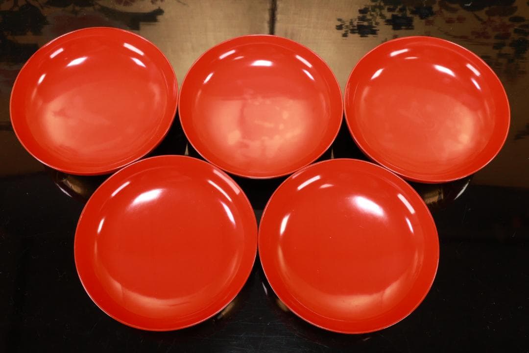 nori、時代漆器　輪島塗　草花金蒔絵　吸物椀　五客　木製 BJ128