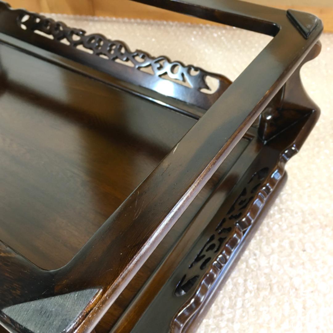 【勝峰作】花台 飾り台 螺鈿細工 金彩蒔絵 机 ガラス付属 ②