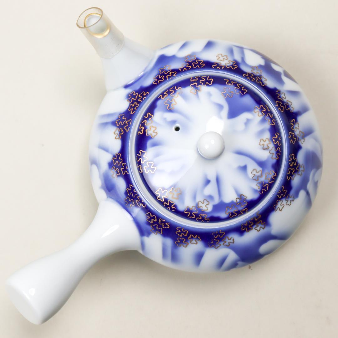 深川製磁 牡丹 金ミル 茶器揃い 湯呑み 6点 急須 共箱 未使用