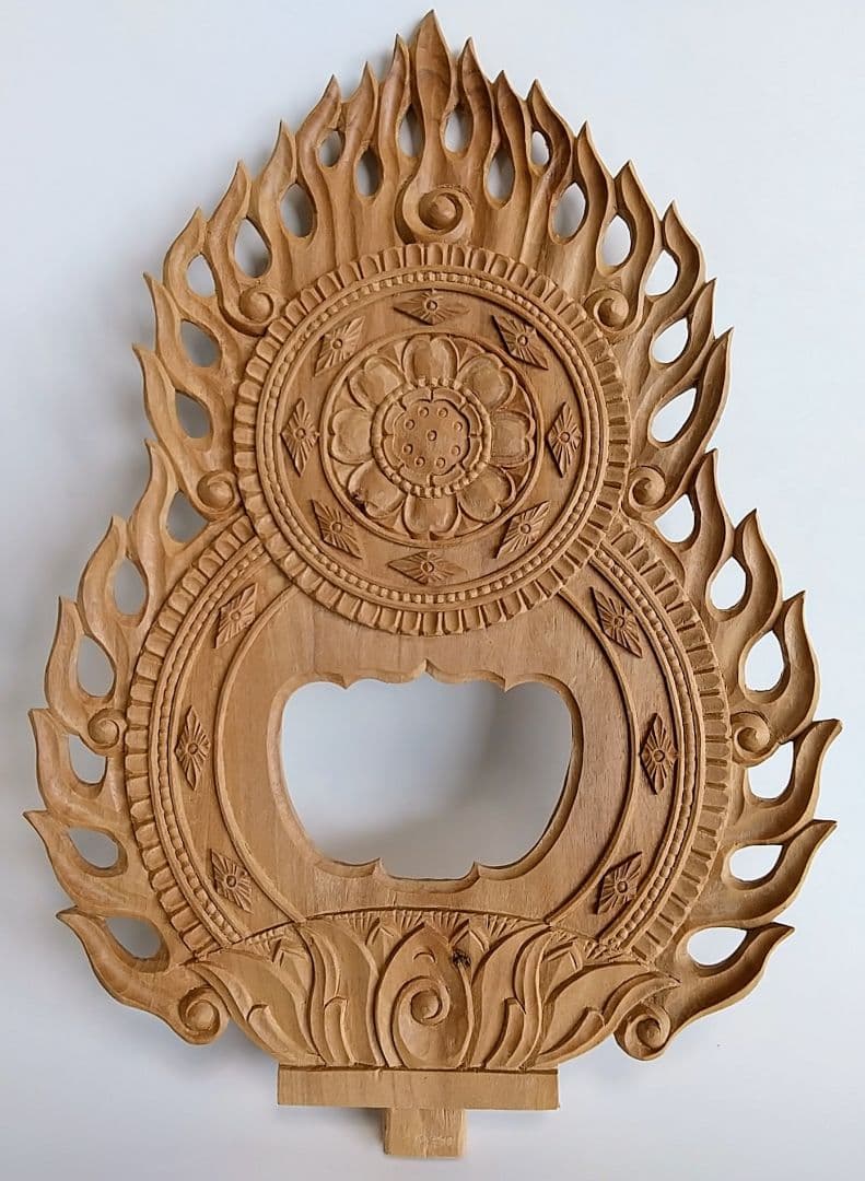 光背(3.5寸坐像用)#429 透し彫 火焔 ◆白檀 木彫 仏像付属品