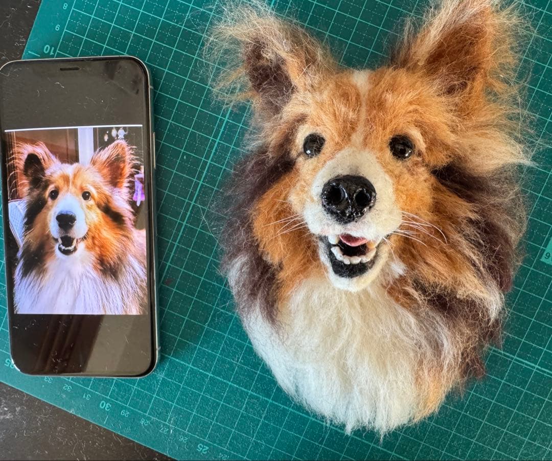 わんこ限定　うちの子プレート　わたわたペットの羊毛フェルト作品