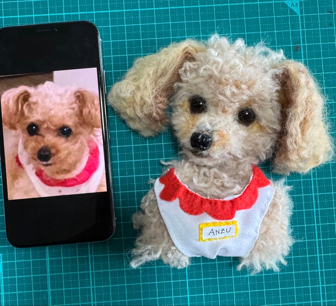 わんこ限定　うちの子プレート　わたわたペットの羊毛フェルト作品