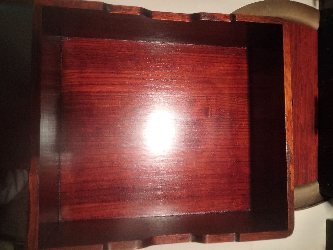 岡山　烏城彫　書籍箱　古瓦　美品