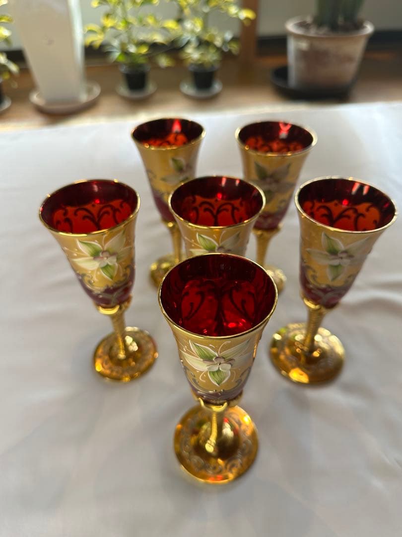 美しいベネチアンガラス製飲料セット