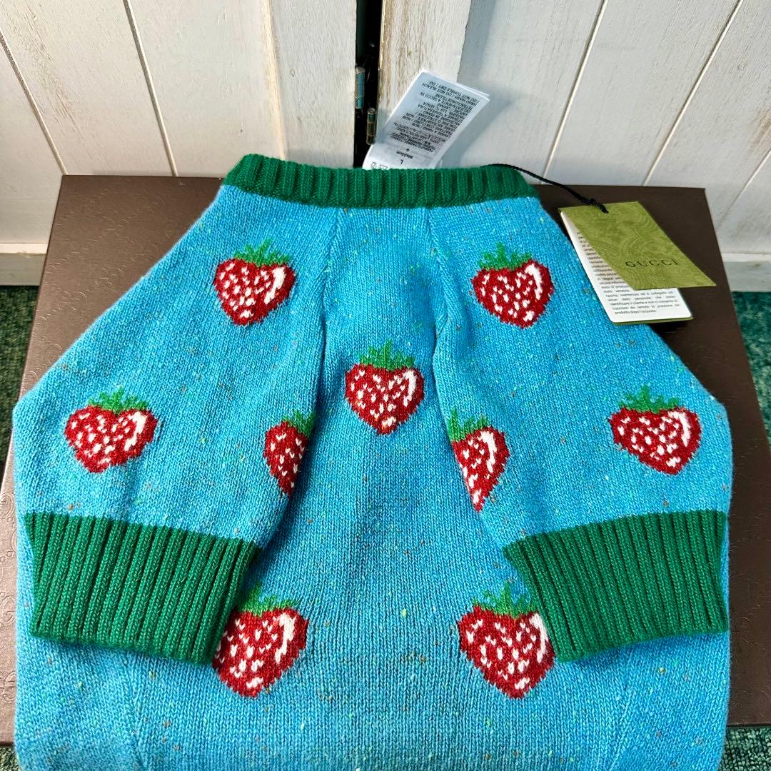 GUCCI グッチ 犬猫 ペット用服 ニット セーター イチゴ柄 Lサイズ