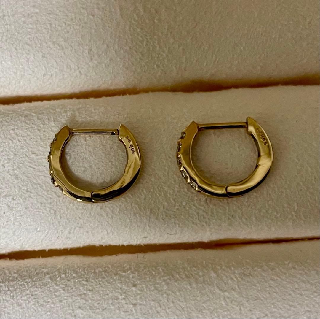 K18 ダイヤモンド フープピアス YG