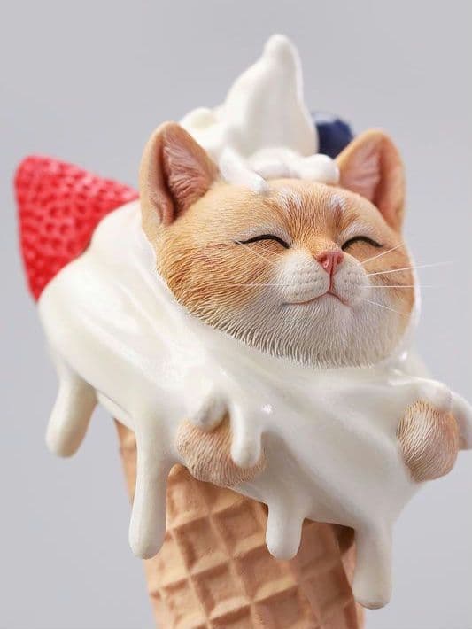 キティ コーンJXKスタジオ リアルねこソフトクリームフィギュア♡在庫２個のみ①