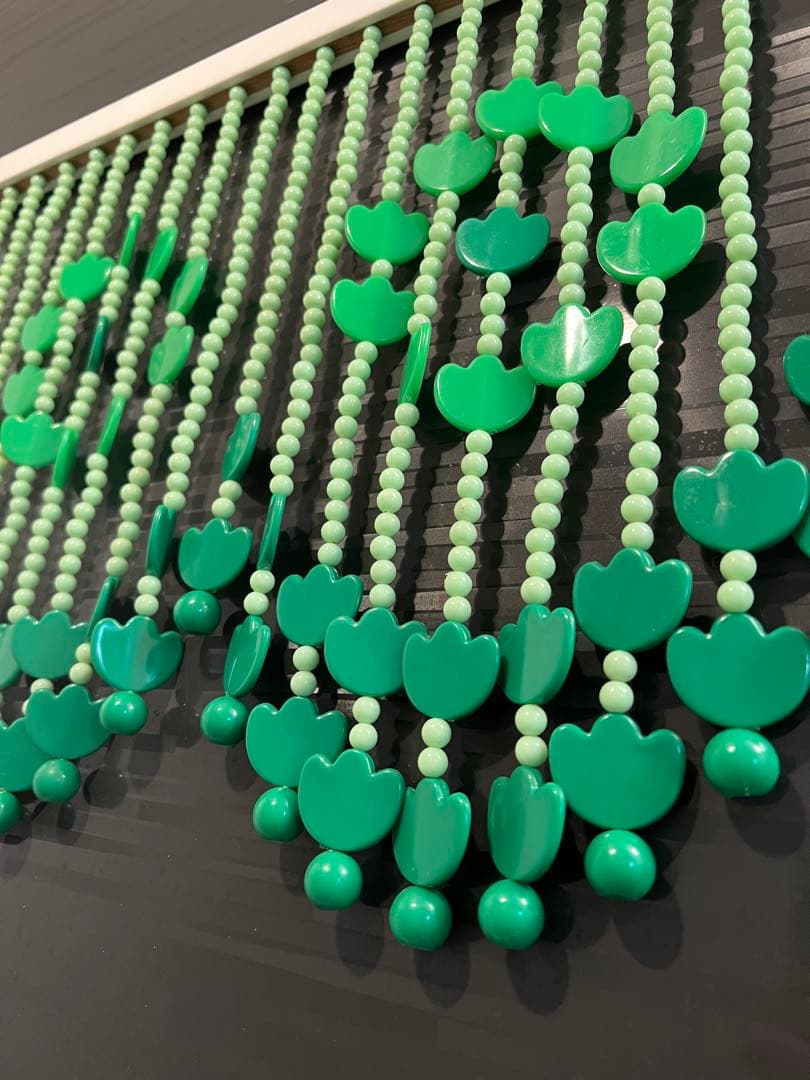 昭和レトロ　ビーズのれん　当時物　レトロポップ　緑