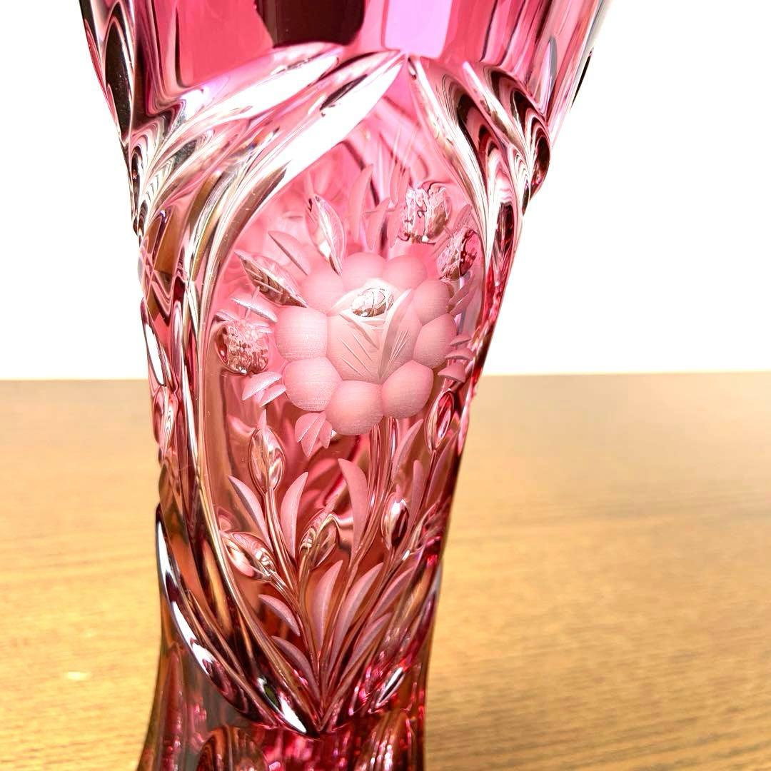 新品 ドイツ製 ドレスデン クリスタル ガラス 切子 花瓶 フラワーベース