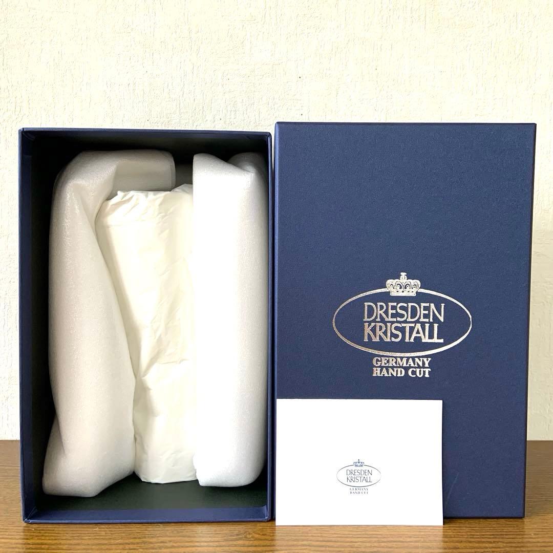 新品 ドイツ製 ドレスデン クリスタル ガラス 切子 花瓶 フラワーベース