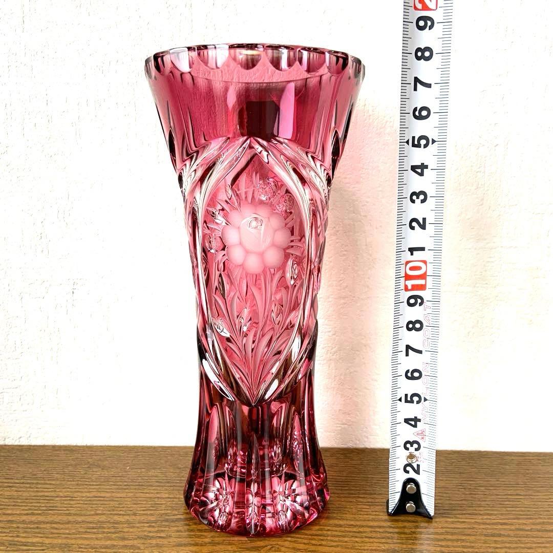 新品 ドイツ製 ドレスデン クリスタル ガラス 切子 花瓶 フラワーベース