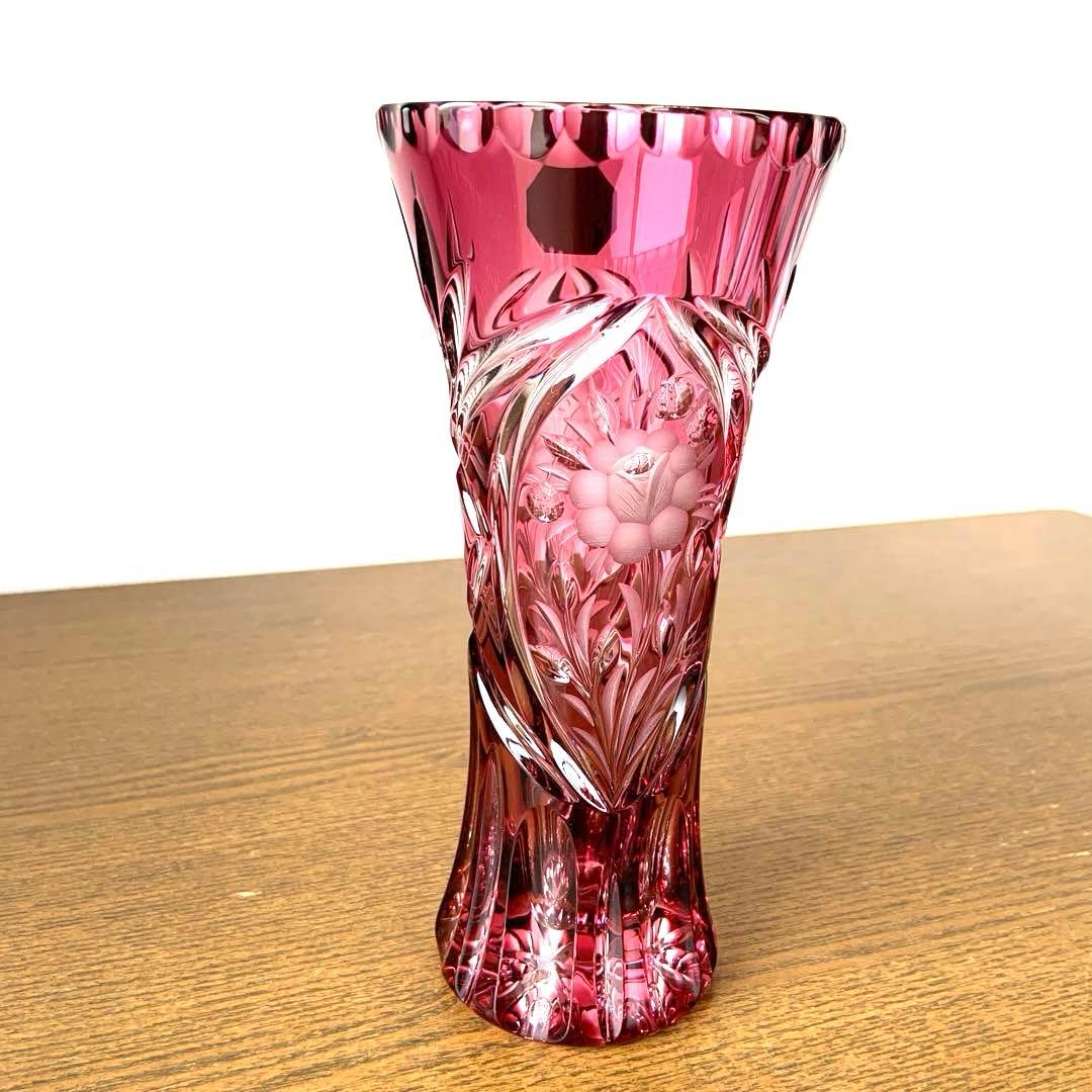 新品 ドイツ製 ドレスデン クリスタル ガラス 切子 花瓶 フラワーベース