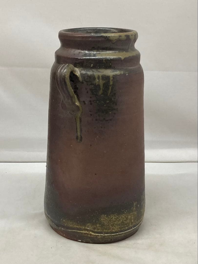 B457b「備前 花入」紀文春造　共布共箱　伊部　備前焼　日本六古窯