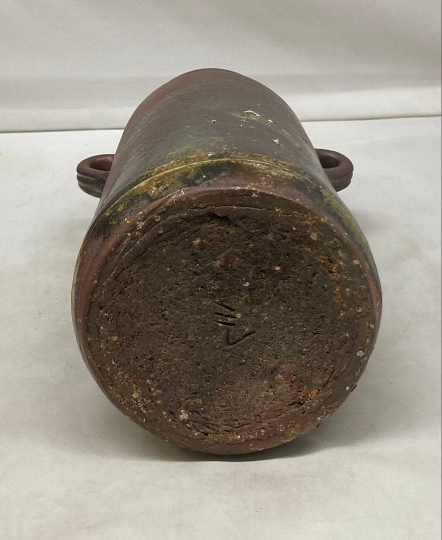 B457b「備前 花入」紀文春造　共布共箱　伊部　備前焼　日本六古窯