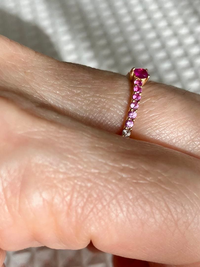 ネ*コ様 1月3日までの出品です＊ソ付＊K18PGルビー＆ピンクサファイアリング
